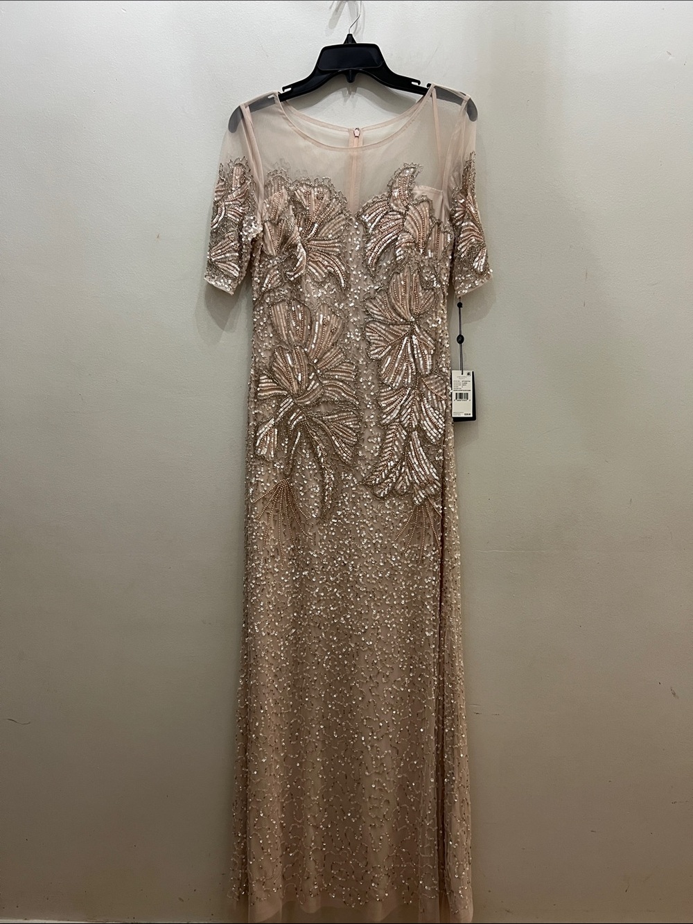 Adrianna Papell beaded elbow sleeves long gown - Picture 16 of 16